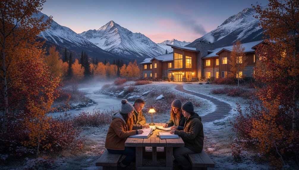 Senior couple reviewing assisted living costs and financial documents in Alaska